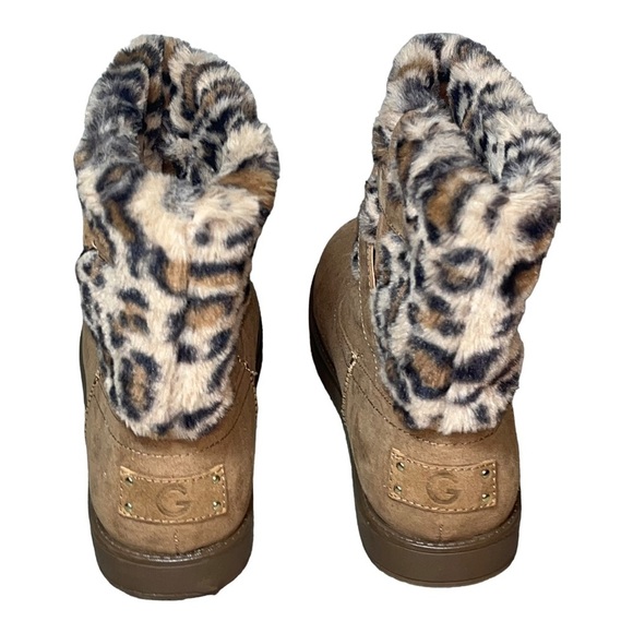 💝 Donating! NWOT GBG Los Angelos ALEYA suede Leopard Faux Fur Boots Size 9.5M - Picture 5 of 15